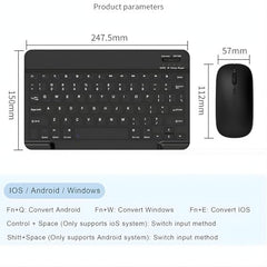 DsynkGear Bluetooth Keyboard and Mouse Combo | 10-Inch Wireless, Ultra-Slim, Rechargeable Keyboard for iPad Pro/Air/Mini, iPhone 15/14/13 Series & Samsung Tablets (Black)