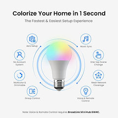 Broadlink Smart Home BLE Starter Kit - Includes 3 Bulbs, 1 Scene Switch and 1 Hub, Uses FastCon Tech, Compatible with Alexa and Google Home