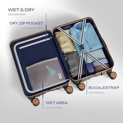 Safari Thorium Royale 8 Wheels Spinner Set of 3 Trolley Bags Hard Case Polycarbonate Luggage,TSA Lock,Wet Pouch Organized Interior,Suitcase for Travel,Trolley Bags for International Travel, Gun Metal