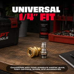 JPT Heavy Duty Pressure Washer Coupler | 1/4-Inch Quick Connect Fitting | Solid Brass Build | Quick Coupler Female Socket
