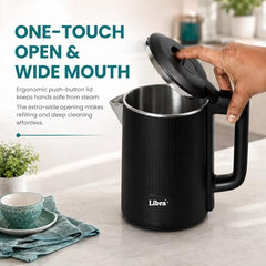 Libra Electric Kettle 1.8 Litre, Stainless Steel Inner Hot Water Kettle