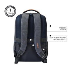 Gear Vintage 4 19"/29L anti theft faux leather Medium Water Resistant Laptop Backpack/Casual Backpack/Daypack/Travel Backpack/College Bag For Men/Women(Pitch Black-Black)