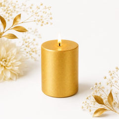 C Lal & Sons Silver Pillar Candle 2x2 Inch | Long Burning Decorative Wax Candle | 20H Burn Time | Unscented Candle for Home Décor, Wedding Decoration, Prayer, Meditation, Festivals & Romantic Ambience