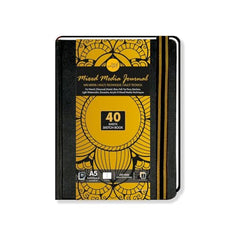Zen Sangam - Portrait A4 Artists' 230GSM, (80 Pages) Mixed Media Art Journal - Sketch Book Stitched HardBound - Acid Free Cartridge Paper, Size (29.7cm x 21cm) Pencils,Chalk,Oil Pastels,Crayons-Black