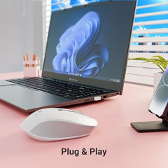 ZEBRONICS Zeb-Jaguar Wireless Mouse, 2.4GHz with USB Nano Receiver, High Precision Optical Tracking, 4 Buttons, Plug & Play, Ambidextrous, for PC/Mac/Laptop (Black+Grey)