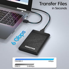 Sounce 2.5-Inch SATA to USB Type-C 3.1 External HDD/SSD Enclosure | 6Gbps UASP Speed | Tool-Free Design | Compatible with 7mm & 9.5mm Drives up to 6TB | Plug & Play | Shockproof Portable Case (Type C)