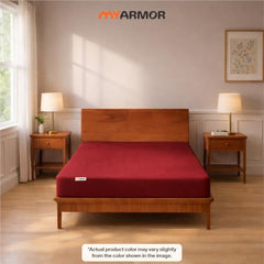 MY ARMOR Waterproof Mattress Protector King Size, 78x72, 6.5x6 feet, Double Bed Protector Sheet Cover, Breathable and Hypoallergenic Ultra Soft Fitted Terry Cotton Feel Fabric, Elastic Skirting, Grey