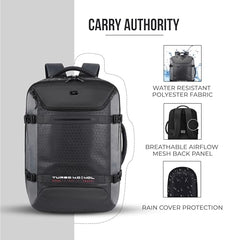 Gear Turbo 21"/45L Large Water Resistant Anti theft Laptop Backpack with Raincover | Backpack | Daypack |Briefcase | Travel Bag For Men/Women (Black - Grey)