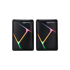 Amazon Basics 2 X 3W Multimedia PC Gaming Speaker with Aux Connectivity, USB Support, Volume Control, and RGB Lights