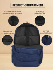 Cosmus Atomic Dx 3 Compartment Large Laptop Bag Black Navy Blue Polyester Laptop Backpack