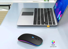 AIKOKOK Wireless Bluetooth Mouse, Rechargeable Dual Mode Mouse, Black