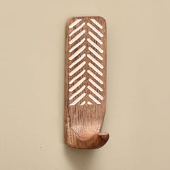 IndianShelf 6 Decorative Wood Adhesive Wall Hooks No Drill - Fork Art | Handmade, Renter Friendly, Waterproof, Reusable, Peel and Sticky Hooks for Keys, Towel, Bags, Light Coat, Jewelry, 10Lb Load