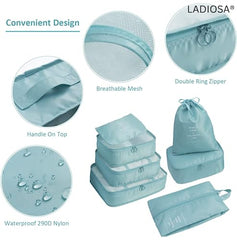 Ladiosa® Nylon Travel Organizer, Packing Cubes for Travel, Travel Essentials, Packing Cubes, Packing Bags for Clothes, Travel Organizer for Women, Packing Bags, 2.8x19.2 cm, Blue