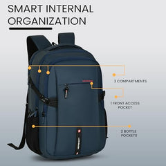 HOT SHOT QUANTUM_1355| 35 L unisex laptop backpack |15.6 inch|Detachable Key Ring,|Trolley sleeve|laptop bag for men|office & college|bag for men & women
