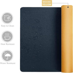 V-CUBE Designs Premium Vegan Leather Dual Color Desk Mat 75X40cm 1.8mm Thick| Laptop Mat/Extended Large Mouse Pad, Reversible Deskspread |High Tear/Peel Strength|Anti-Slip,Splash-Proof| Blue&Yellow