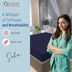 La Verne 100% Waterproof Premium Cotton Feel Mattress Protector Queen Size 78 x 60 Inches | Breathable and Hypoallergenic Ultra Soft Fitted Bed Protector Cover