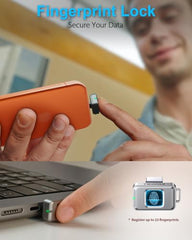 TWOPAN Nano SSD 256GB, USB-C External SSD with Fingerprint Lock Compatible with Steam Deck, PS5, Selfie Stick, Android, iPad, iPhone 17/16/15, MacBook, Travel and Backup
