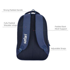 Safari Omega spacious/large laptop backpack with Raincover, college bag, travel bag for men and women, Black, 30 Litre