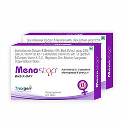 Trexgen Menostop ONE-A-DAY Menopause Support Tablets for Women | Soy Isoflavones, Black Cohosh, Calcium, Vitamin D3, K2-7, B-Complex & Essential Minerals | Hot Flash Comfort, Mood Balance, Bone Health & Daily Wellness | 30 Tablets
