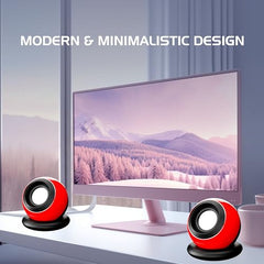 Zebion Adore Tabletop 2.0 Speaker Set, with Output Power: 3Wx2, USB Connectivity, USB Powered, Compact and Sleek, Driver Unit: 40mmx2, Durable Body, Red Colour, 1 Year Warranty