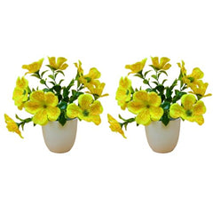fancymart Artificial Flower Plant Home Décor with Small Size Pot | Pack of 2 | Plant Hanging for Home Decor | Office Decor (DESIGN-01)