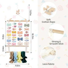 HASTHIP Hair Clip Organizer, 3-Layer Wall Hanging, Large Capacity, Pink