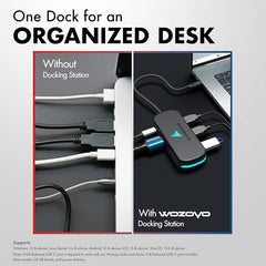Type C 14 in 1 Wozoyo Docking Station, PD 100W, 2X4K@60Hz HDMI,4K DisplayPort, 2XType-C 10Gbps, USB 10Gbps, Gigabit Ethernet, AUX Port,Universally Compatible Thunderbolt 4,macOS,Windows,Android & iOS