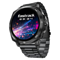 Fastrack MYND 1.93” AMOLED Display Smart Watch for Men & Women with AI Watch Faces,AI Chat,Offline Voice Commands,Curved Metallic Design,Functional Crown,BT Calling, Health Suite,100+ multisport modes
