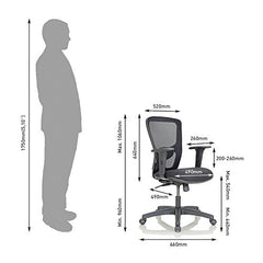 Featherlite ''Astro'' Mesh Home & Office Ergonomic Chair with, Adjustable Lumbar Support, Adjustable Armrest & DIY (High Back, Black)