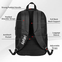 Safari Nex 26L Laptop Backpack Bag for Men and Women, Ideal for Office Use/School/College, 2 Compartment, Rain Cover, Antitheft Pocket, USB Port, Trolley Sleeve & Organizer, Olive