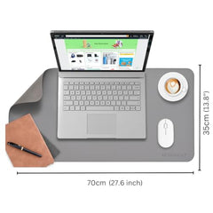 AROPANA Anti-Slip Extended Mouse Pad 90x45cm | PU Vegan Leather Desk Mat | Large Computer Desk Protector Pad with Suede Base for Keyboard, Laptop, Office & Home (Grey)