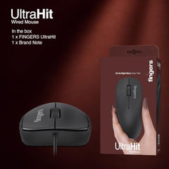 FINGERS UltraHit Wired Mouse (Plug-n-Play Setup, Precise Optical Tracking)