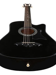 Juârez Acoustic Guitar Kit, JRZ38C/BK 38 Inch Cutaway, 038C with Bag, Strings, Pick and Strap, Black