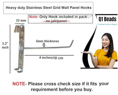 Q1 Beads 12 Pcs 4 inch Stainless Steel Gridwall Panel/Mesh/Jali/Grid Display Hook Hanger for Showroom, Mobile Shops,Supermarket Hanging in Garment & Grocery Shops etc.(Chrome) (4 inches)