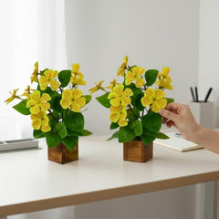 fancymart Artificial Flower Plant Home Décor with Small Size Pot | Pack of 2 | Plant Hanging for Home Decor | Office Decor (DESIGN-01)