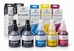 Print Page BT-D60BK & BT5000 (C/Y/M) Premium Refill Ink Compatible for Printers T220, T420, T520, T820, T920, T510, T910, T710, T4000W, T4500W (C/Y/M + 2 Black)(Black - 100ml, C/Y/M - 50ml Each)
