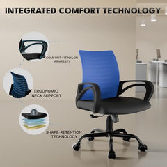 beAAtho® Verona Mesh Mid Back Ergonomic Office Chair with 3 Years Limited Warranty - Adjustable Height, Strong Metal Base, Revolving Study & Computer Chair for Work from Home (Grey)
