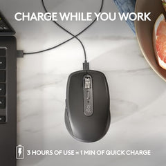 Logitech MX Anywhere 3S Compact Wireless Mouse with Free Adobe Subscription, Fast Scrolling, 8K DPI Any-Surface Tracking, Quiet Clicks, Programmable Buttons, USB C, Bluetooth - Graphite