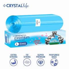 Crystal Scented Garbage Bags Medium 19x22 Inches Blue 120 Bags Pack | Jasmine Scented, 30 Pcs/Roll x 4, Tie-String, For Wet & Dry Waste