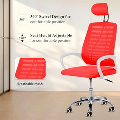 Casa Copenhagen Mesh Mid Back Office/Study/Computer/Revolving/Desk Chair for Work from Home -Metal Base, Height Adjustable Seat - Grey Milange & Black Handle