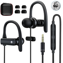 ASKUBSKU Over Ear Wired Earbuds 3.5mm Headphones with Microphone Ear Hooks