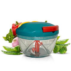 ISSVWO Tekcool Manual Hand Press Push Chopper with 6 Blades for Effortless Chopping Vegetables & Fruits (Assorted, 650 ml, Plastic).