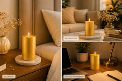 C Lal & Sons Silver Pillar Candle 2x2 Inch | Long Burning Decorative Wax Candle | 20H Burn Time | Unscented Candle for Home Décor, Wedding Decoration, Prayer, Meditation, Festivals & Romantic Ambience
