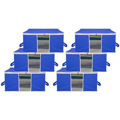 Kuber Industries Leheriya Design Underbed Storage Bag, Storage Organiser, Blanket Cover Set Of 3 (Royal Blue, Non-Woven), 65 x 47 x 33 Centimeters