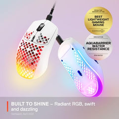 SteelSeries Aerox 3 Wireless Gen 2 - Ultralight 68g Gaming Mouse, 4K Polling, 26K DPI Optical Sensor, 200 Hours Battery Life, IP54, 80 Million Clicks, RGB, Pure PTFE Gliding Feet, Shadow