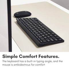 Macally Small Wireless Keyboard and Mouse Combo - An Essential Workspace Duo - 2.4G Wireless Keyboard Mouse for PC - 78 Key Mini Keyboard and Mouse with Slim Body, Quiet Click Buttons, and 3 DPI Modes