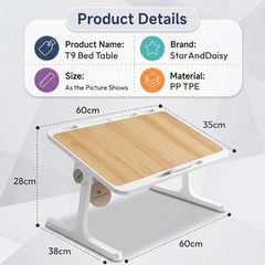 StarAndDaisy T9 Foldable Bed Table for Laptop & Study, 4-Level Adjustable Angled Tabletop, Large Desktop Surface with Anti-Slip Stopper, Tablet & Phone Slot, Storage Drawer, Stable Legs, PP & TPE