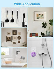 MAHNTMART Self Adhesive Wall Hooks - Heavy Duty Transparent Hook for Photo Frames, Wall Clocks, Keys - No Damage, Easy Installation (Frame Hook, 10-pcs)