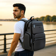 ICON The Overnighter Laptop Backpack 30L | Durable Oxford Fabric, Fits 15.6" Laptops | USB Charging Port, Luggage Sleeve | Water-Resistant, Multipurpose Unisex Bag for Short Trips - Blue.