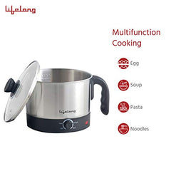Lifelong Multifunction Cooker/Kettle 1.5 litres (Best for Boiling Milk, Eggs, Soup and Maggi/Noodles), Silver, 1.5 liters (LLMC01), Stainless Steel, 600 Watt